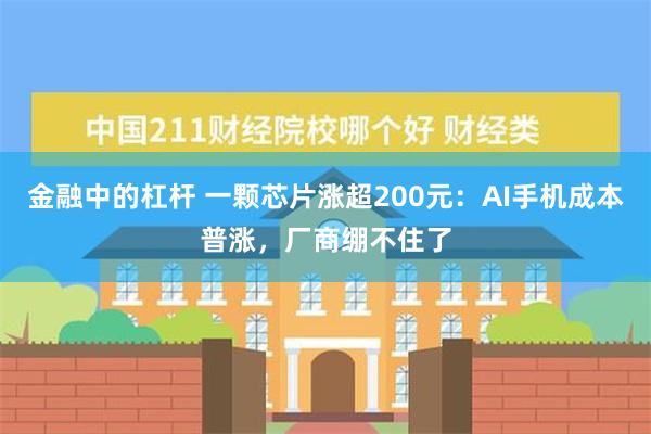 金融中的杠杆 一颗芯片涨超200元：AI手机成本普涨，厂商绷不住了